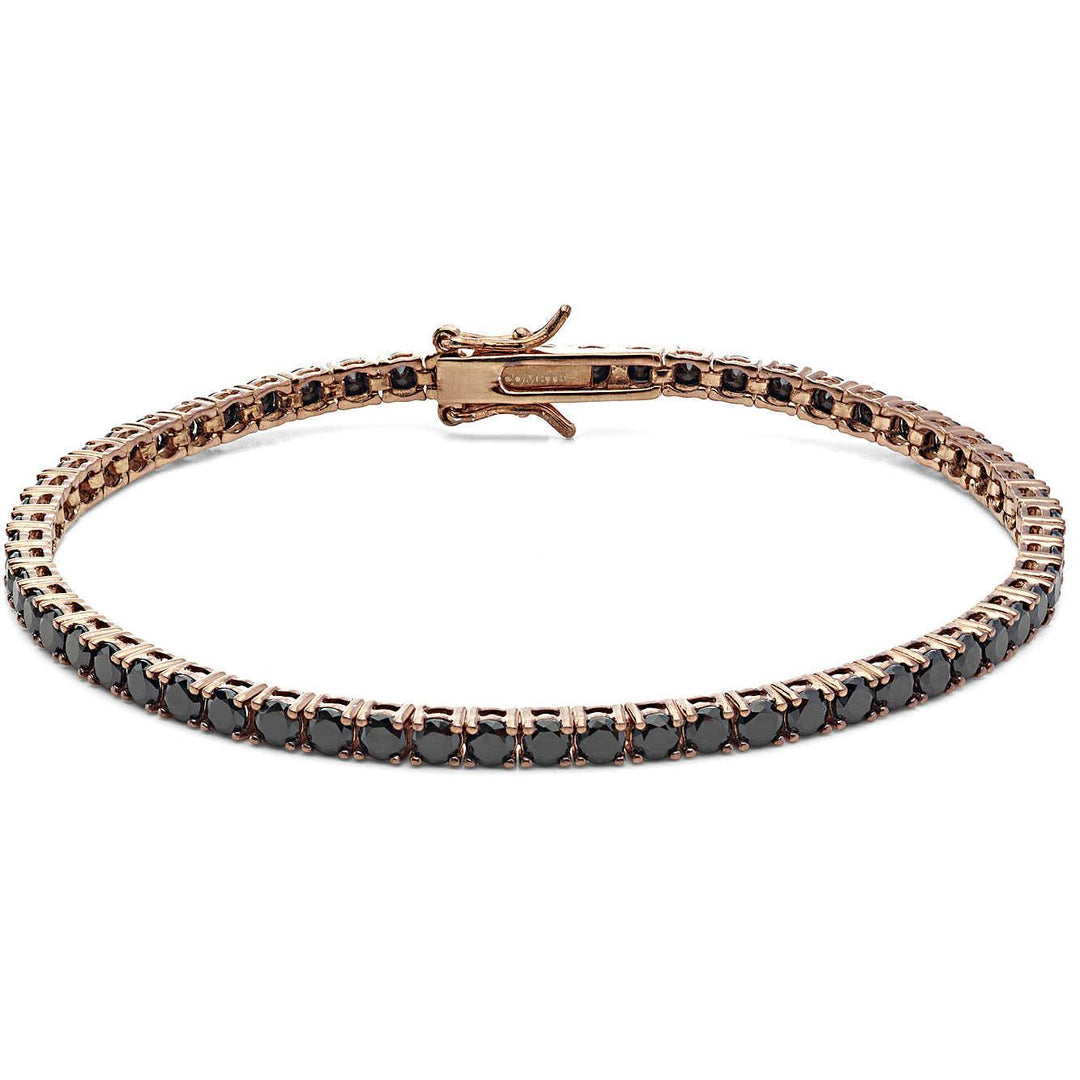 Comete bracciale tennis uomo 19cm argento finitura oro rosa e zirconi neri UBR 991 M19 - Gioielleria Capodagli