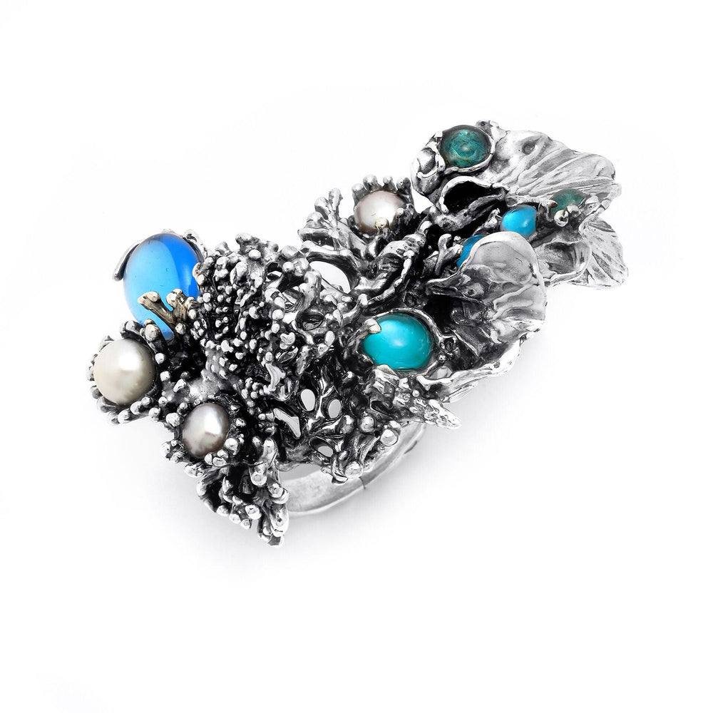 Giovanni Raspini ring Pacific Blue Reef Floral Jungle Limited edition 925 zilver 11631 - Capodagli 1937