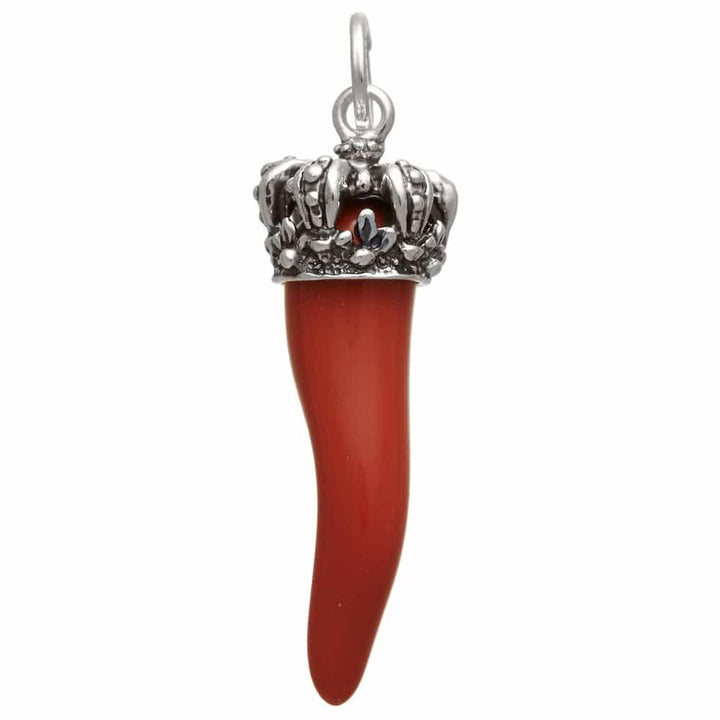 Giovanni Raspini Anhänger Rotes Horn Große Krone 925 Silber 10989 - Capodagli 1937