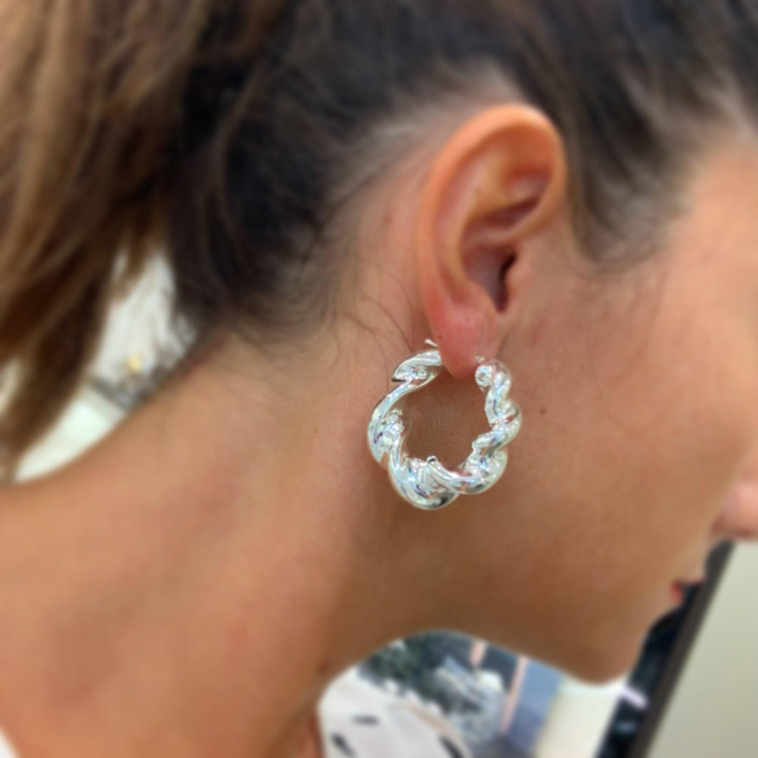 Idandi Torchon circle earrings 925 silver OR-ARG-0001 - Capodagli 1937