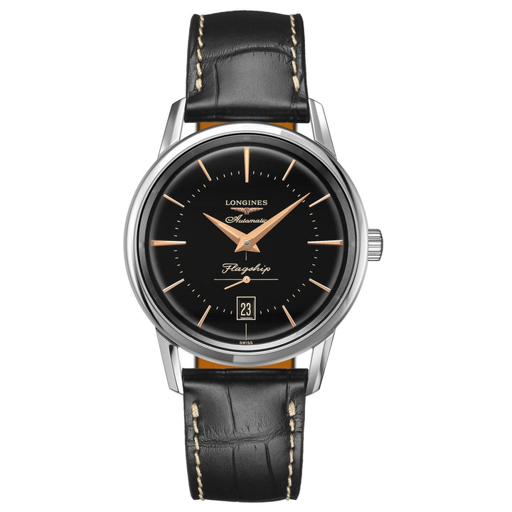 Longines Flagship Heritage horloge 38,5 mm zwart automatisch staal L4.795.4.58.0 - Gioielleria Capodagli