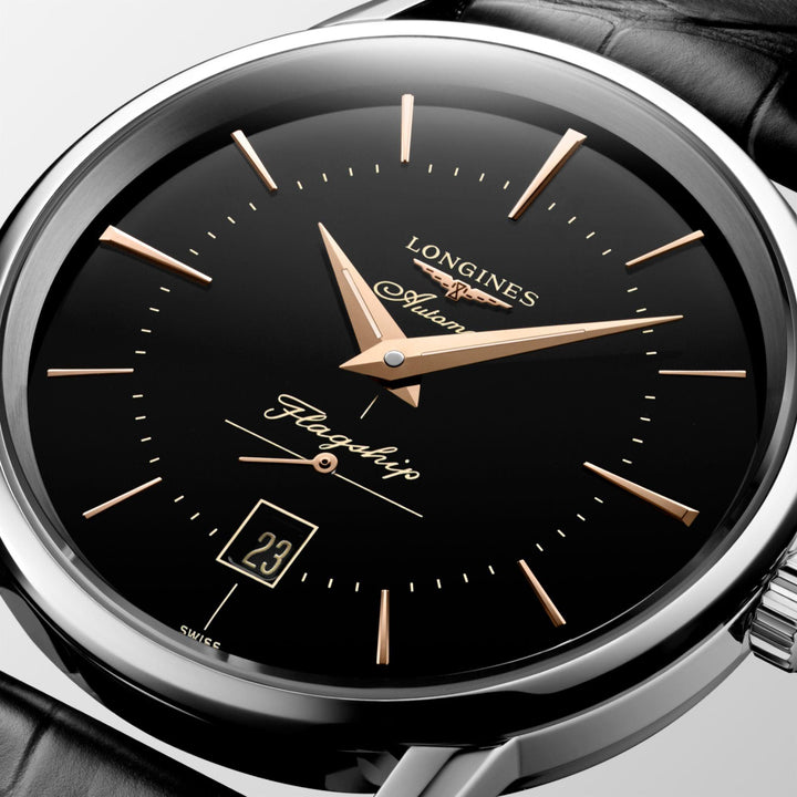 Longines Flagship Heritage horloge 38,5 mm zwart automatisch staal L4.795.4.58.0 - Gioielleria Capodagli