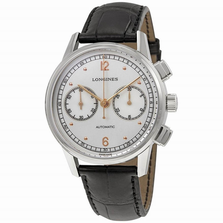 Longines Heritage Chronograph watch 1940 silver automatic steel L2.814.4.76.0 - Gioielleria Capodagli
