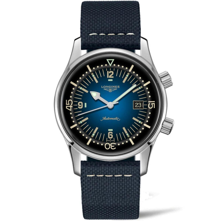 Longines horloge Heritage Legend Diver Blu Watch 42mm blauw automatisch staal L3.774.4.90.2 - Gioielleria Capodagli