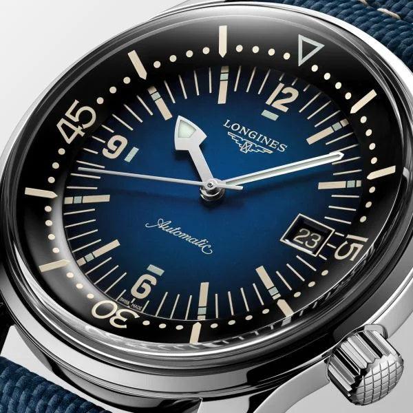 Longines horloge Heritage Legend Diver Blu Watch 42 mm blauw automatisch staal L3.774.4.90.2 - Capodagli 1937