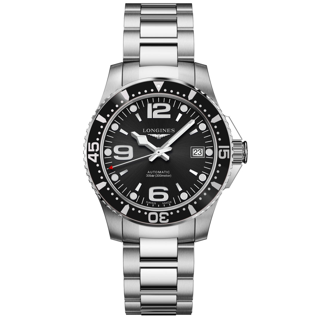 Longines orologio HydroConquest 39mm nero acciaio uomo automatico L3.741.4.56.6 - Gioielleria Capodagli