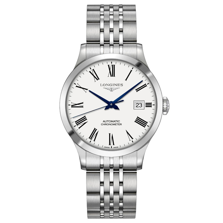 Longines Record collectie horloge 40 mm wit mat automatisch COSC staal L2.821.4.11.6 - Gioielleria Capodagli