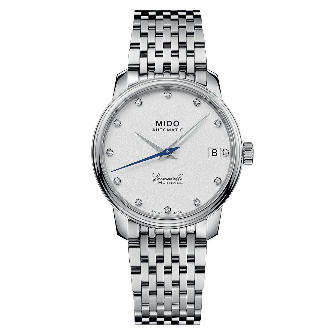 Mido watch Baroncelli Heritage Lady 33mm white automatic steel M027.207.11.016.00 - Capodagli 1937