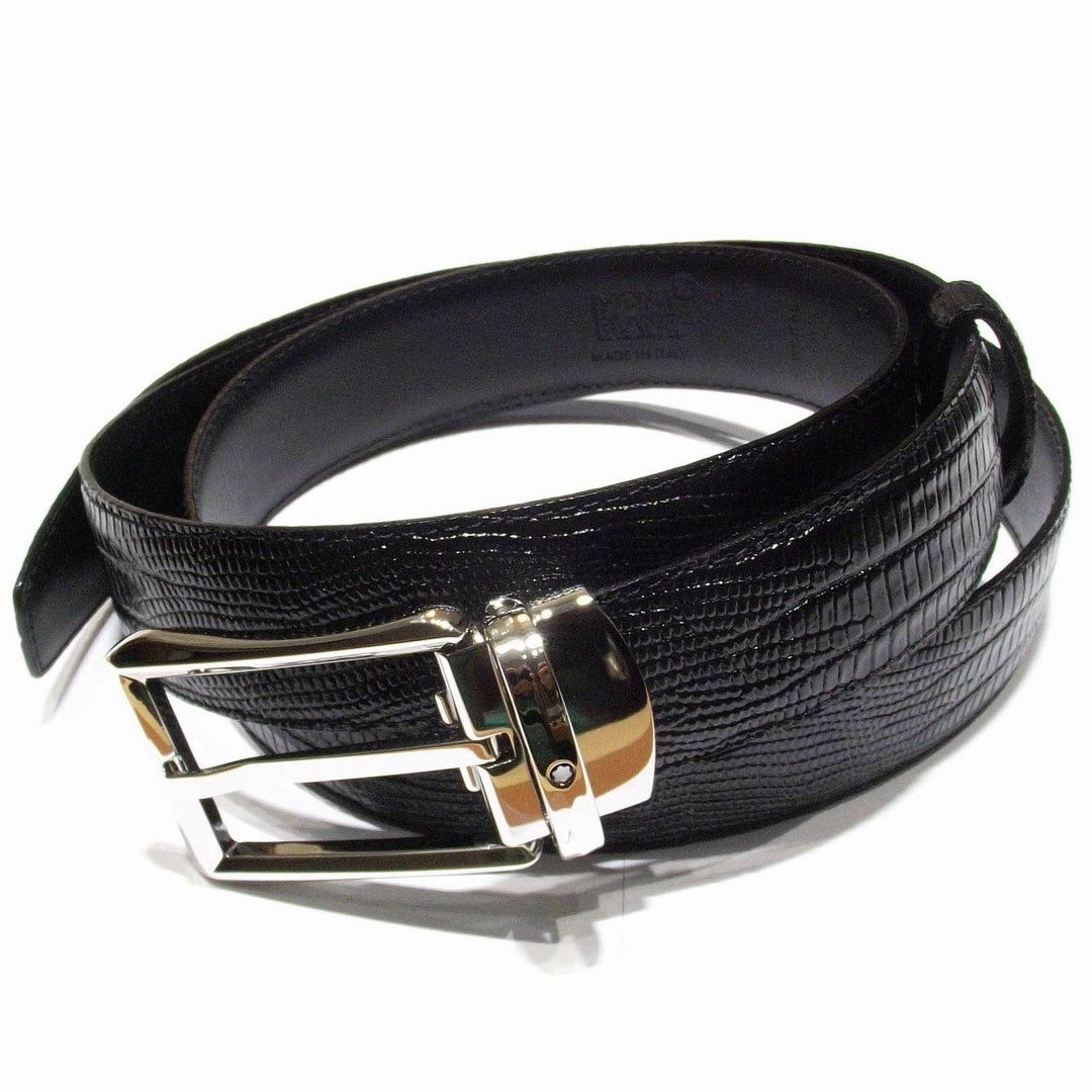 Montblanc Classic Line belt 30mm rectangular lizard print buckle black 118423 - Gioielleria Capodagli