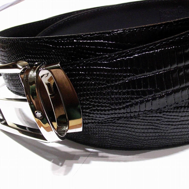 Montblanc Classic Line belt 30mm rectangular lizard print buckle black 118423 - Gioielleria Capodagli