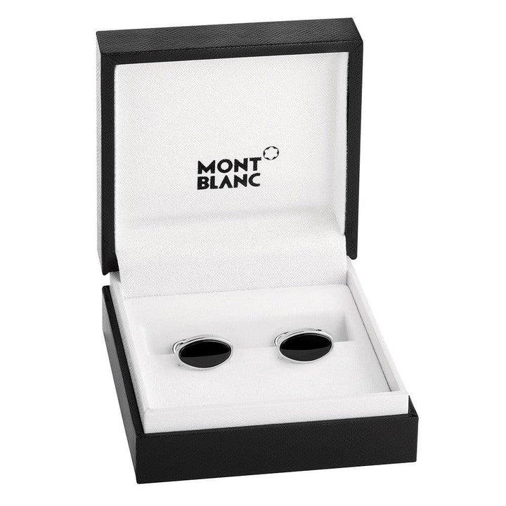 Montblanc Essential Sartorial cufflinks 925 silver onyx 116642 - Capodagli Jewelery