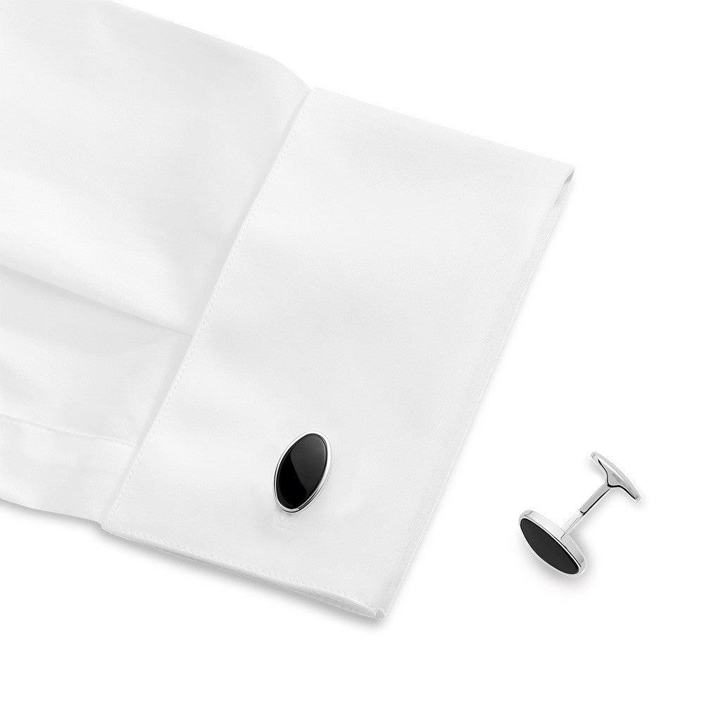 Montblanc Essential Sartorial cufflinks 925 silver onyx 116642 - Capodagli Jewelery