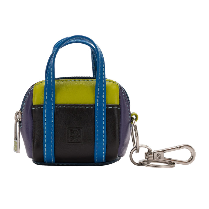 Duduk Keychain Door Handtas in kleurrijke lederen mini -tas met zip -zip -ritssluiting en karabijnhalsers