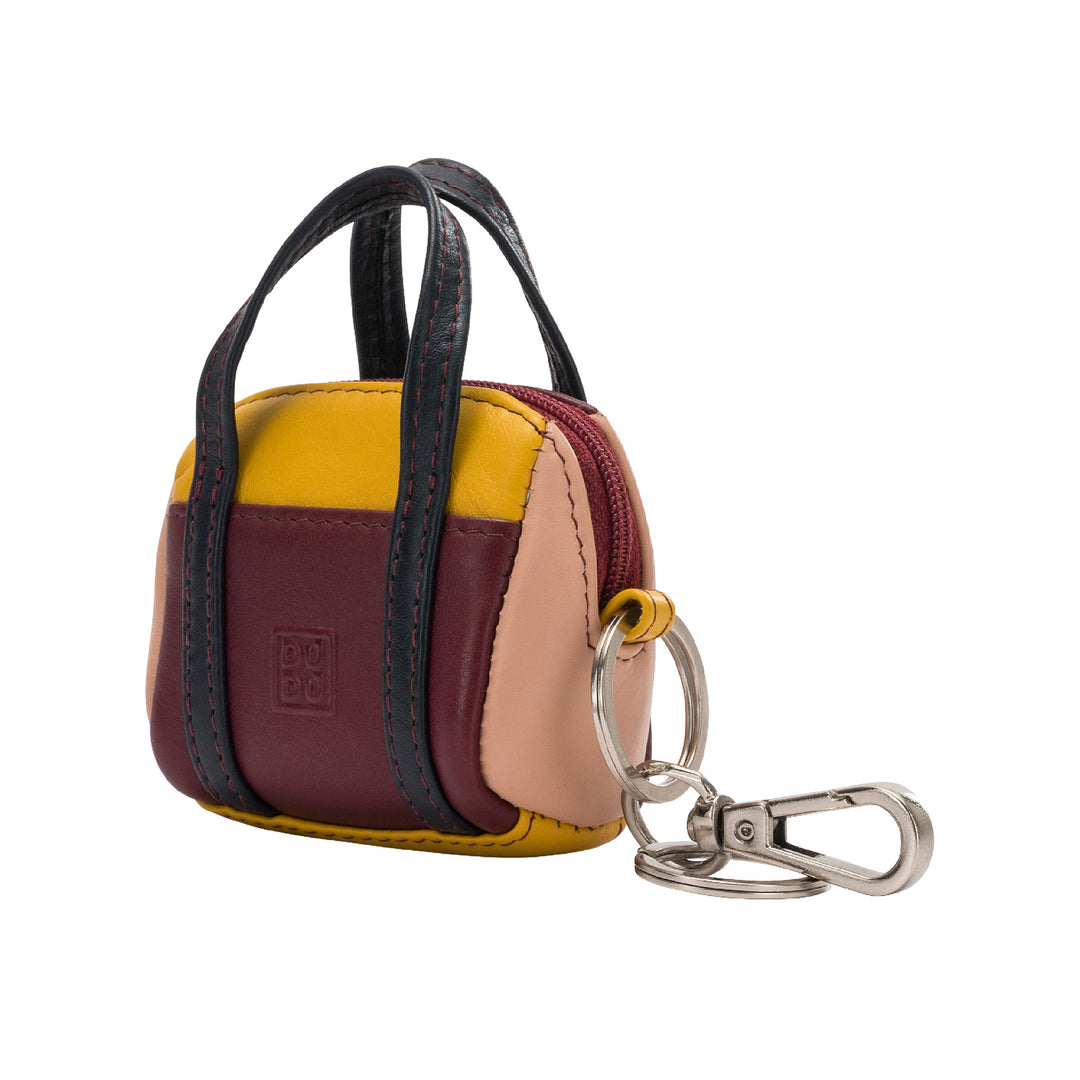 DuDu Key houder deur handtas in kleurrijke lederen mini -tas met zip rits zipper en karabijnhaak