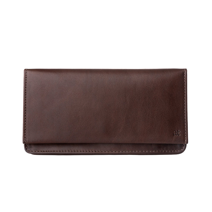 Antique Tuscan woman's wallet in Italian Genuine Leather with two bellows Paper wallet with flap and internal zip