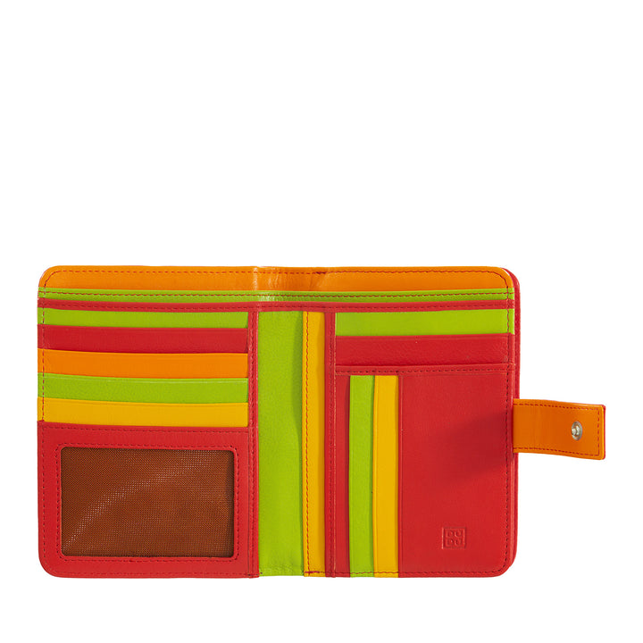 DUDU Women's Multicolor RFID Soft Leather Wallet