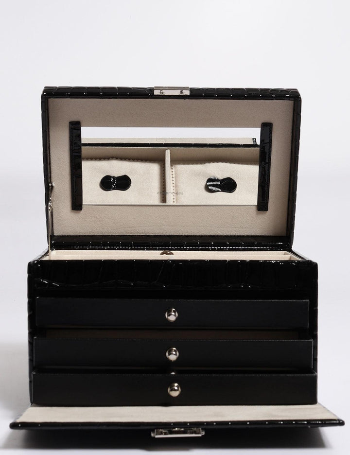 Friedrich23 Schmuckkästchen mit Krokodilprägung Schwarz 23254-20 - Capodagli 1937