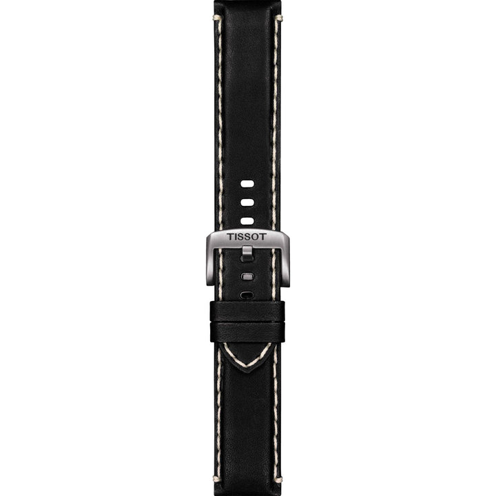 Tissot Supersport Chrono watch strap, black leather, white stitching, steel buckle T600.044.982 - Gioielleria Capodagli