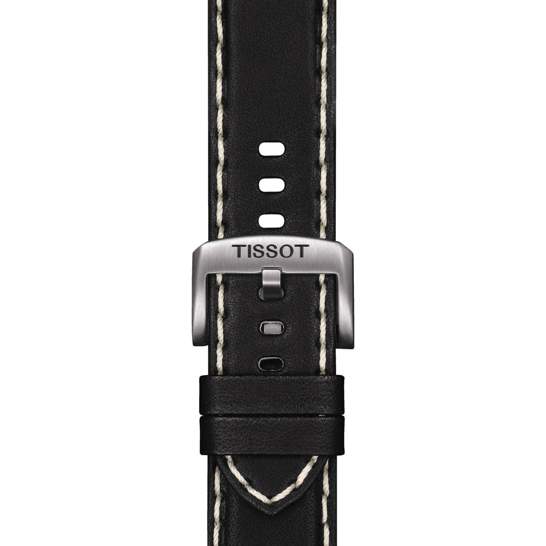 Tissot Supersport Chrono watch strap, black leather, white stitching, steel buckle T600.044.982 - Gioielleria Capodagli