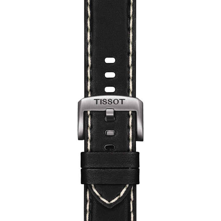 Tissot Supersport Chrono watch strap, black leather, white stitching, steel buckle T600.044.982 - Gioielleria Capodagli