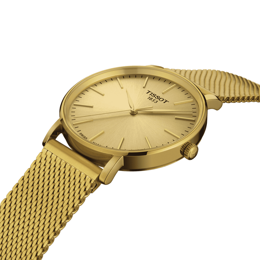 Tissot orologio Everytime Gent 40mm champagne quarzo acciaio finitura PVD oro giallo T143.410.33.021.00 - Capodagli 1937