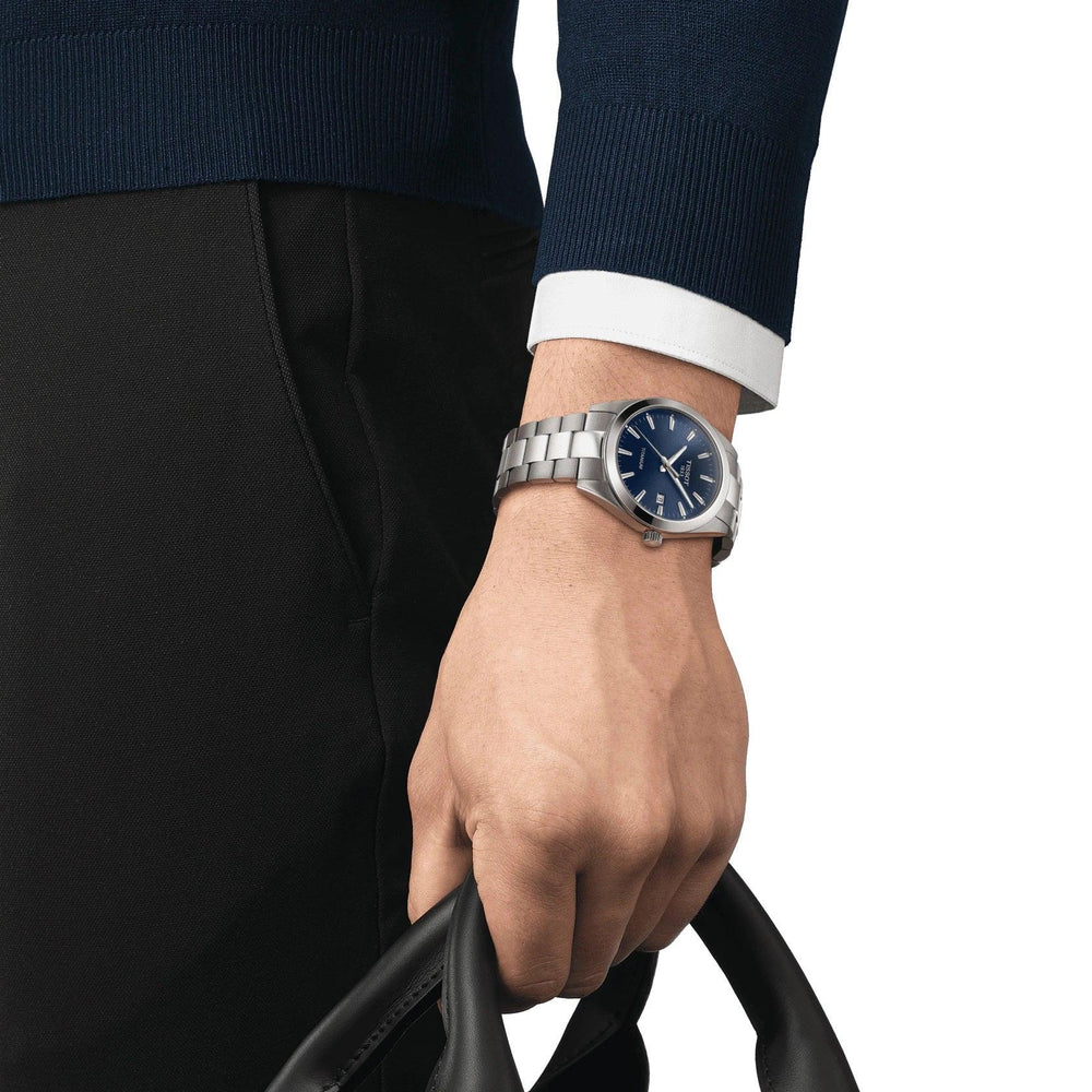 Tissot horloge Gentleman Titanium 40mm blauw quartz titanium T127.410.44.041.00 - Capodagli 1937