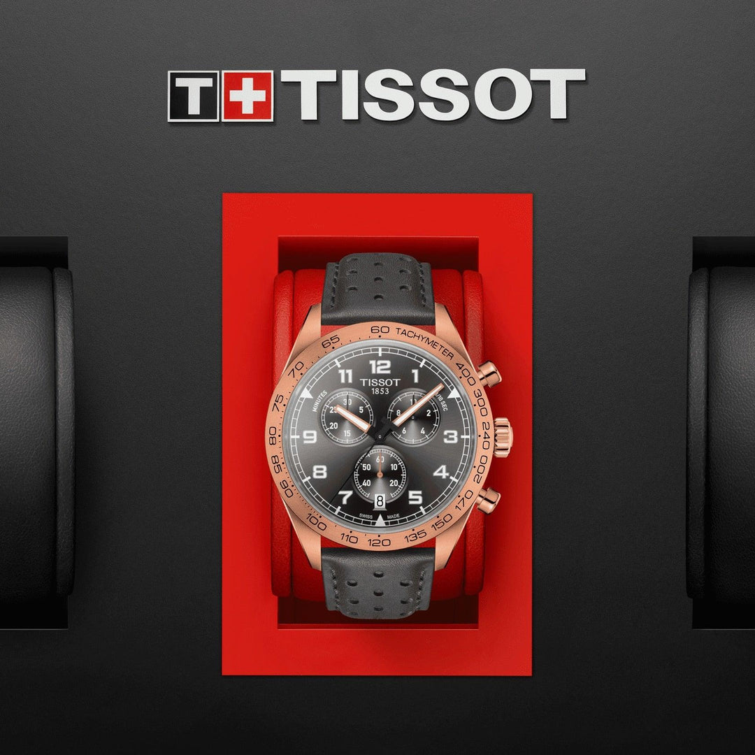 Tissot orologio PRS 516 Chronograph 45mm grigio quarzo acciaio finitura PVD oro rosa T131.617.36.082.00 - Capodagli 1937