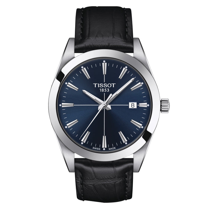 Tissot orologio uomo Gentleman blu 40mm acciaio quarzo pelle marrone T127.410.16.041.01 - Gioielleria Capodagli