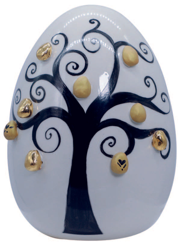 SBordone Egg Tree of Life Ø19cm H.18cm Porselein gemaakt in Italië UO55/3