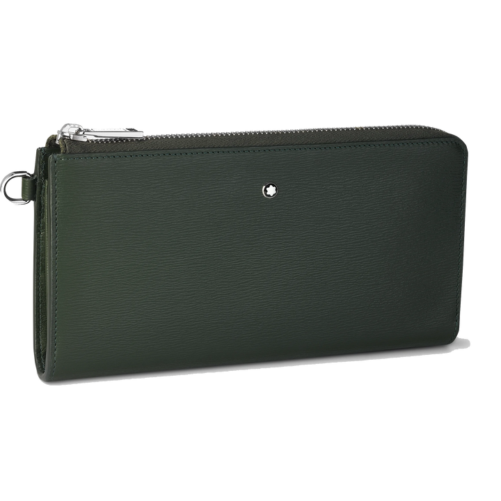 Montblanc Lange portemonnee 12 Meisterstück 4810 Deep Forest Green Compartments met zip en verwijderbare polsband 129249