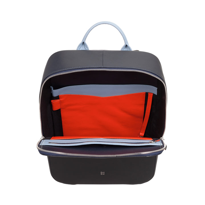 DuDu PC -rugzak tot 14 inch in echt kleurrijk elegant leer, draagbare MacBook -rugzak en iPad -tablet met zip -ritssluiting